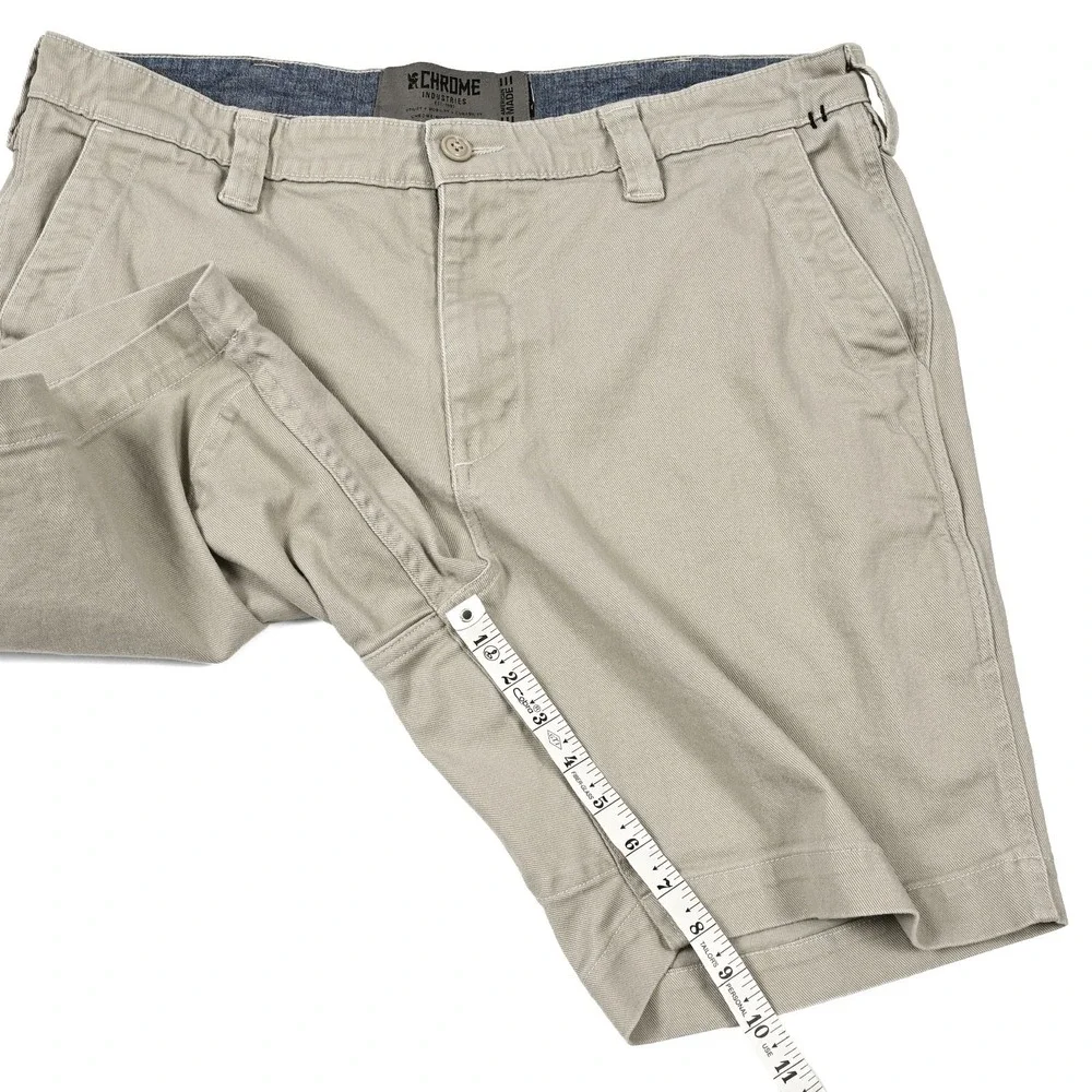 Chrome Industries Mens 36 Khaki Stretch Chino Shorts Commuter Performance Casual
